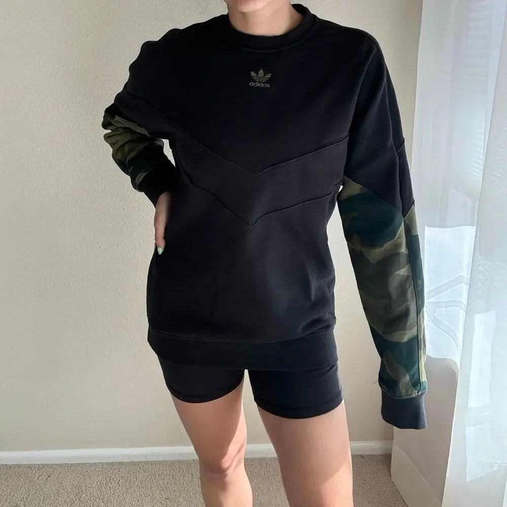 Adidas Originals Black Camo Crew Neck Sweatshirt streetwear sporty skate utility